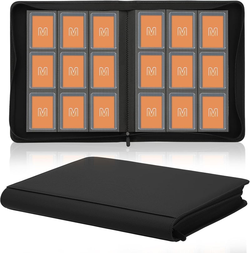 MOSLA Toploader Binder,Trading Card Binder Storage Hold up 288 Cards 9-Pocket Top Loader Binder with Sleeves for 3"x4" Rigid Toploaders Hard Cases (9Black) - Image 1